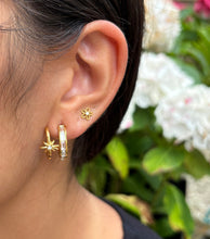 Load image into Gallery viewer, Ocean Ripples -18ct Gold Plated Cubic Zirconia Star Double Curve Earrings