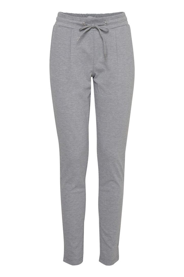 ICHI Kate Regular Length  Trousers - Grey Melange