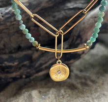 Load image into Gallery viewer, Ocean Ripples -18ct Gold Plated Aventurine Double Chain Bracelet