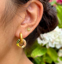Load image into Gallery viewer, Ocean Ripples -18ct Gold Plated Multi Colour Cubic Zirconia Doughnut Earrings