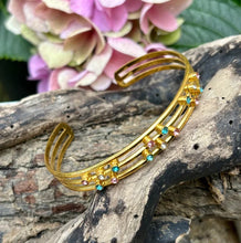 Load image into Gallery viewer, Ocean Ripples -18ct Gold Plated Multi Colour Cubic Zirconia Bangle