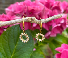 Load image into Gallery viewer, Ocean Ripples -18ct Gold Pated Cubic Zirconia Circle Huggie Earrings