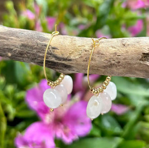 Ocean Ripples 18ct Gold Plated Rose Quartz Hoop Earrings