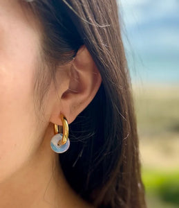 Ocean Ripples - 18ct Gold Plated Moonstone Doughnut Earrings