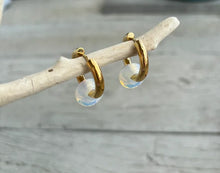 Load image into Gallery viewer, Ocean Ripples - 18ct Gold Plated Moonstone Doughnut Earrings