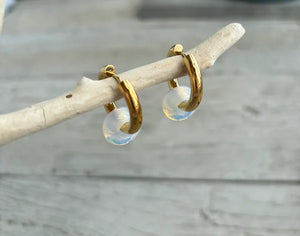 Ocean Ripples - 18ct Gold Plated Moonstone Doughnut Earrings