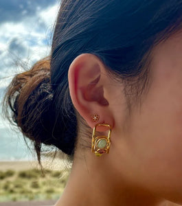 Ocean Ripples - 18ct Gold Plated Glass Cradle Earrings
