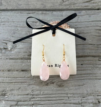 Load image into Gallery viewer, Ocean Ripples 18ct Gold Plated Rose Quartz Drop Earrings