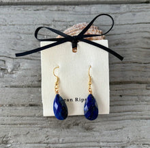 Load image into Gallery viewer, Ocean Ripples 18ct Gold Plated Lapis Lazuli Drop Earrings