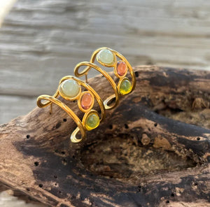 Ocean Ripples - 18ct Gold Plated Glass Cradle Earrings