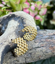 Load image into Gallery viewer, Ocean Ripples - 18ct Gold Plated Waffle Hoop Earring