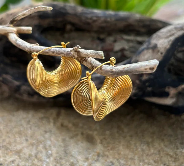 Ocean Ripples 18ct Gold Plated Wire Earrings