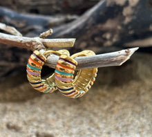 Load image into Gallery viewer, Ocean Ripples 18ct Gold Plated Multi Colour Dome Earrings