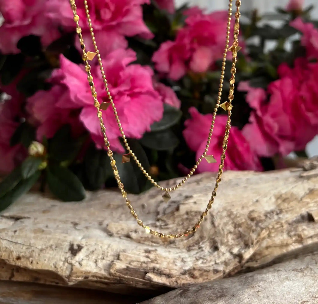 Ocean Ripples 18ct Gold Plated Double Chain Necklace