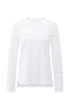 Load image into Gallery viewer, YAYA Jersey Top with Long Sleeves &amp; Woven Cuffs - White