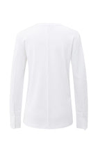 Load image into Gallery viewer, YAYA Jersey Top with Long Sleeves &amp; Woven Cuffs - White