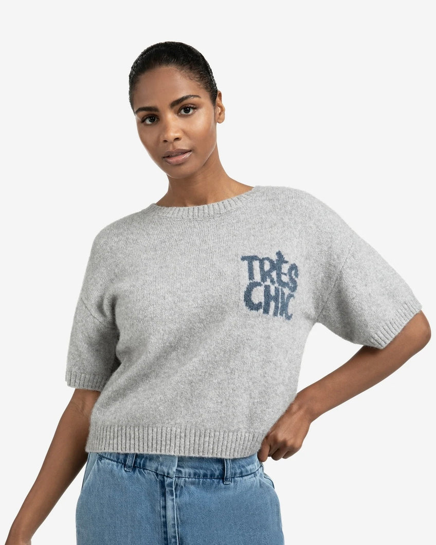 YAYA  Knitted Short Sleeve Sweater