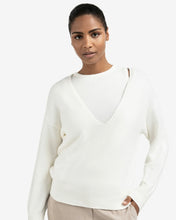 Load image into Gallery viewer, YAYA Knitted sweater with deep V-neck and layered top