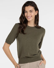 Load image into Gallery viewer, YAYA Short Sleeve Knitted Top -= Army Green Melange