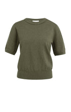 Load image into Gallery viewer, YAYA Short Sleeve Knitted Top -= Army Green Melange