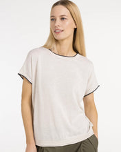 Load image into Gallery viewer, YAYA Knitted Top with Short Sleeves &amp; Rolled Edges -Cloud Creme White Melange