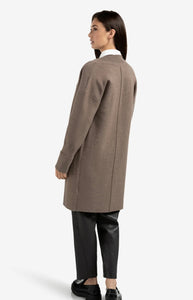 YAYA Long Coatigan with Patch Pockets - Brown Melange