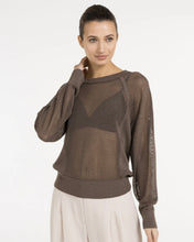 Load image into Gallery viewer, YAYA Mesh-Stitch Knitted Sweater with Raglan Sleeves - Washed Brown