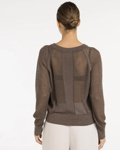 Load image into Gallery viewer, YAYA Mesh-Stitch Knitted Sweater with Raglan Sleeves - Washed Brown