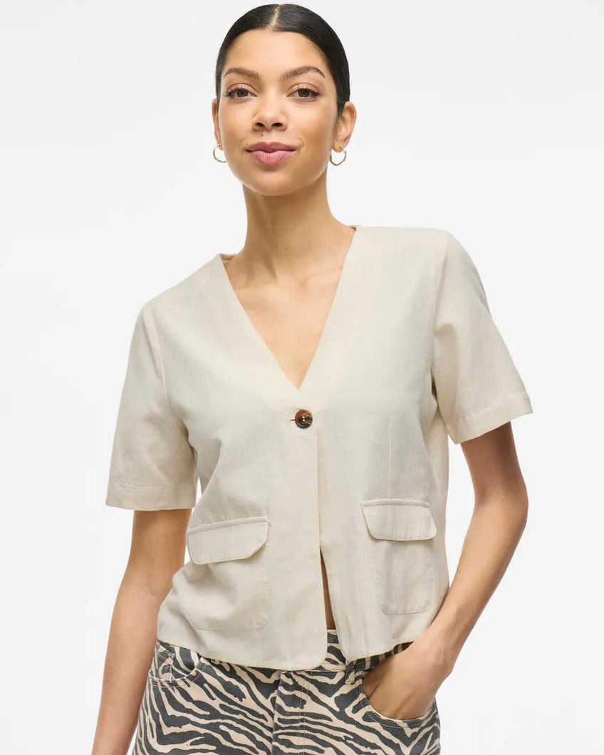 Vila Prisilla Pocket Top - Light Natural Melange