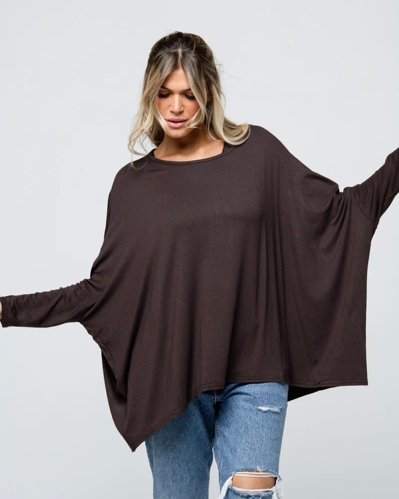 Be Fun Paris Oversize Top - Chocolate