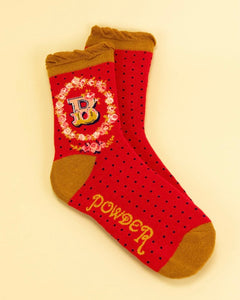 Powder Initial Ankle Socks - Letters A-Z