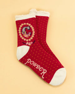 Powder Initial Ankle Socks - Letters A-Z