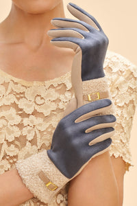 Powder Audrey Faux Suede Gloves - Denim