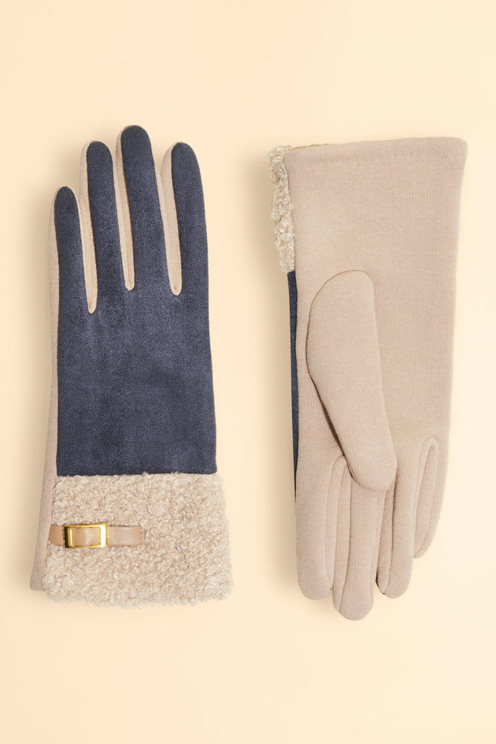 Powder Audrey Faux Suede Gloves - Denim