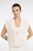 Load image into Gallery viewer, YAYA Sleeveless mesh knit cardigan with zipper closure - Creme Beige