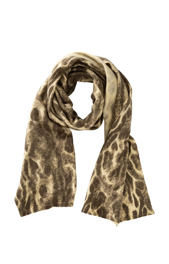 YAYA Abstract Animal Print Soft Scarf - Brownish Green
