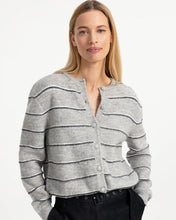 Load image into Gallery viewer, YaYa Knit Striped Cardigan - Medium Grey Melange