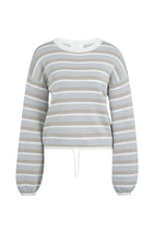 Load image into Gallery viewer, YAYA Striped Sweater with Drawstring - Vapour Blue Grey