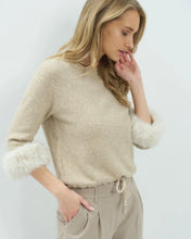Load image into Gallery viewer, YaYa Sweater with Detachable Faux Fur Cuffs - Leigh Beige Melange