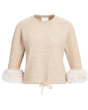 Load image into Gallery viewer, YaYa Sweater with Detachable Faux Fur Cuffs - Leigh Beige Melange