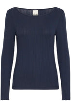 Load image into Gallery viewer, ICHI Cella Long Sleeve Top - Total Eclipse Navy
