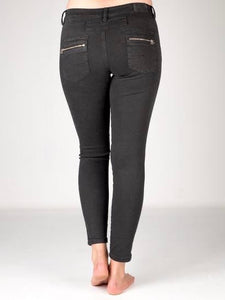 Luxe Melly Zip/Button Front Stretch Jeans - Black