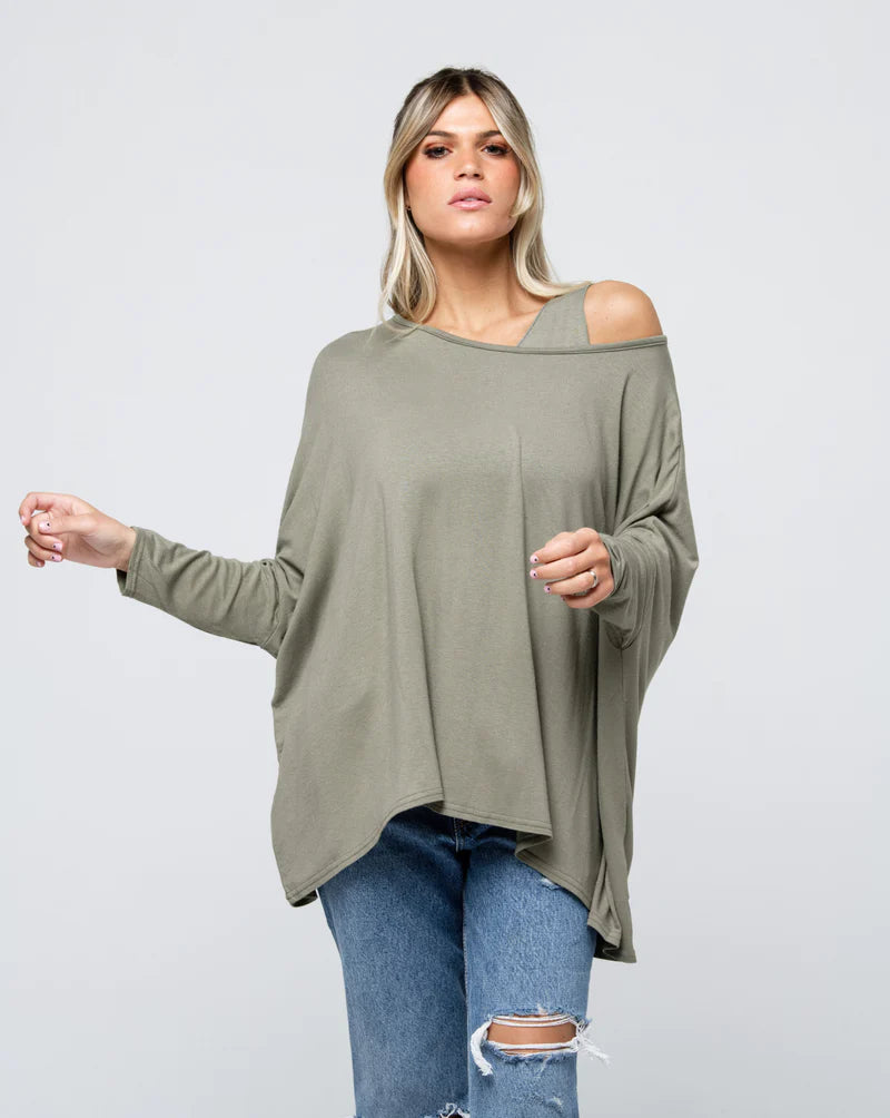 Be Fun Paris Oversize Top - Khaki