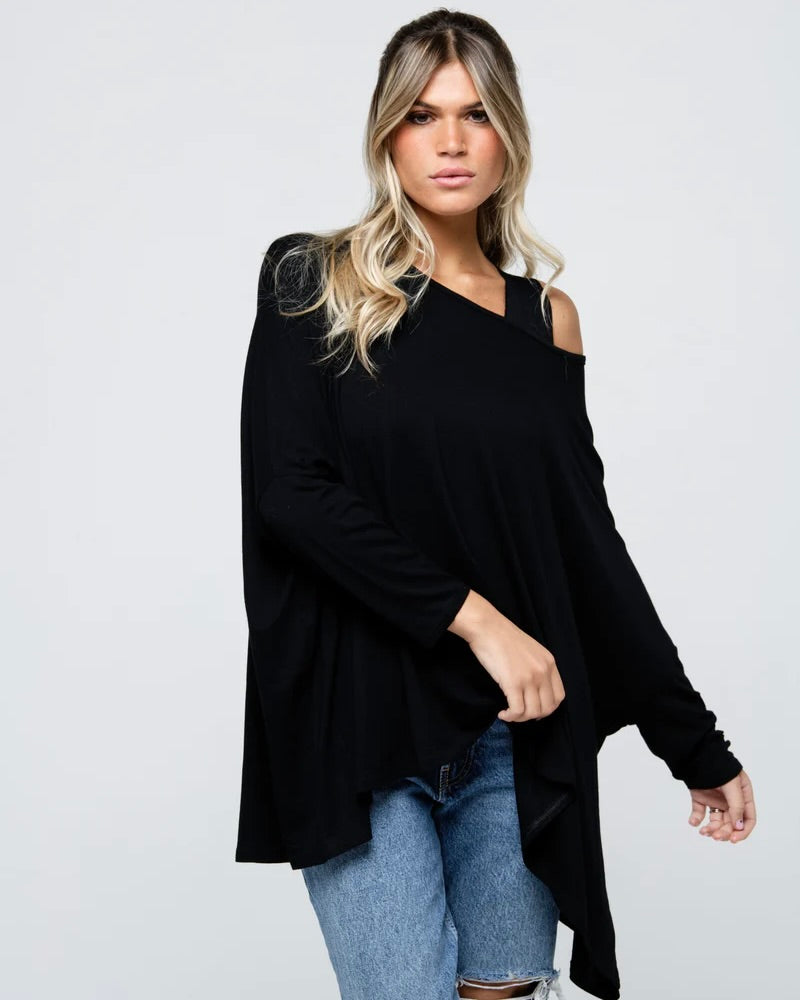 Be Fun Paris Oversize Top - Black